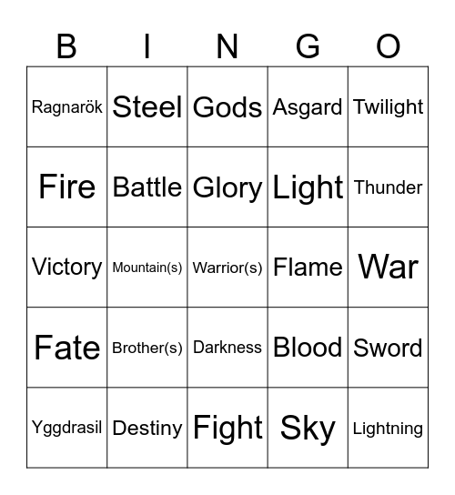 Power Metal Bingo Card