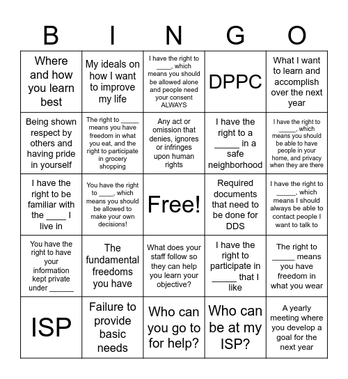 HUMAN RIGHTS Bingo Card