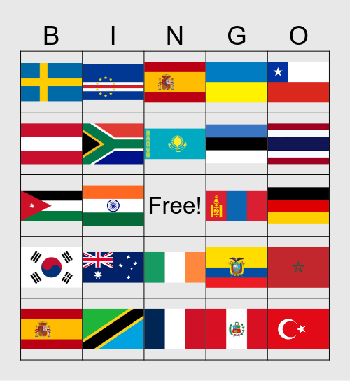 Country Flag Bingo Card