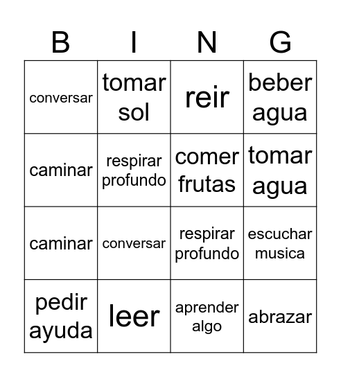 Autocuido Bingo Card