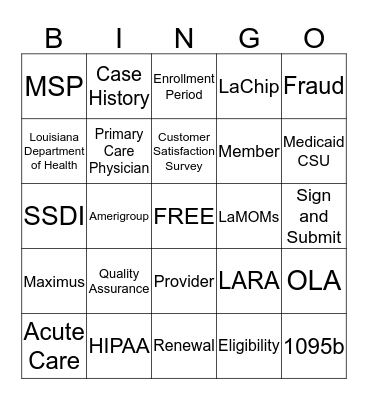 HL Pre-Friday Bingo Card