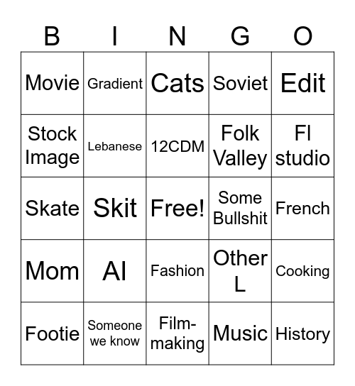 instagram reels bingo Card