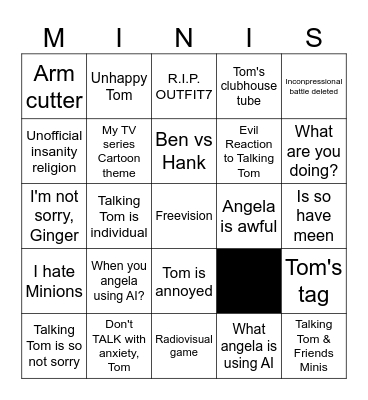 Talking Tom & Friends Minis Bingo Card