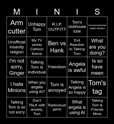 Talking Tom & Friends Minis Bingo Card