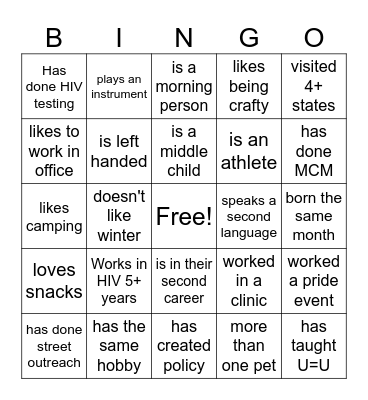 Find Someone who... Bingo Card