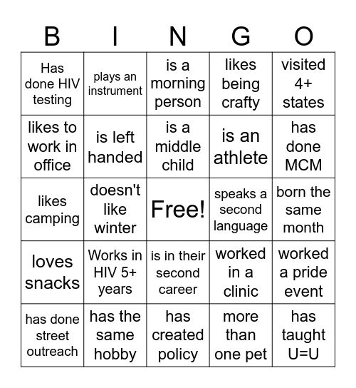 Find Someone who... Bingo Card