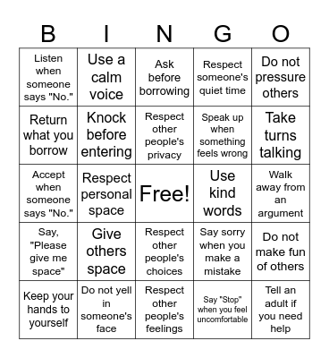 Boundaries Bingo Card