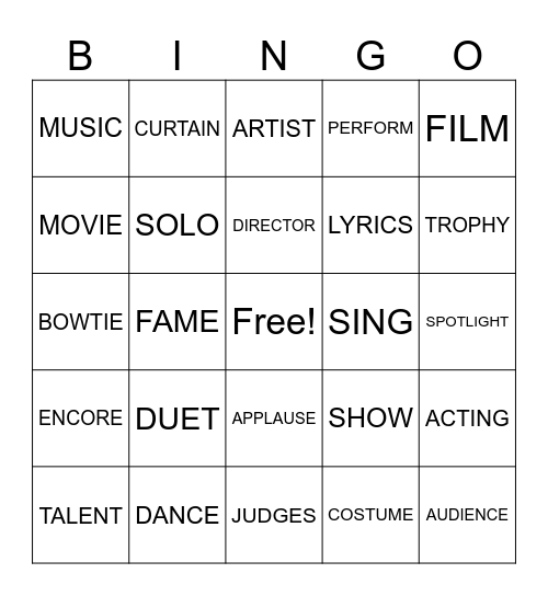 TALENT WEEK BINGO Card