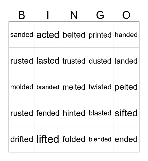 -ed /ed/ Bingo Card