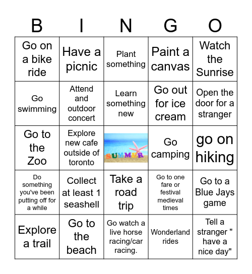 Summer Bingo Card