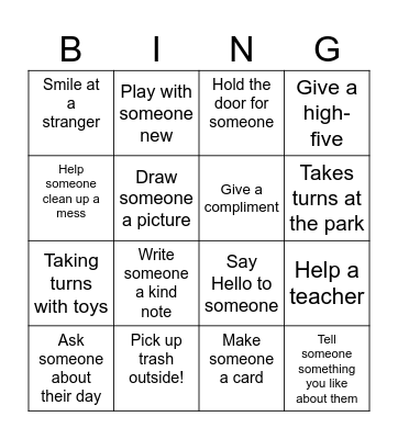 Kindness BINGO Card