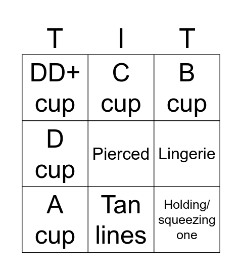 Titty Tuesday Bingo Card