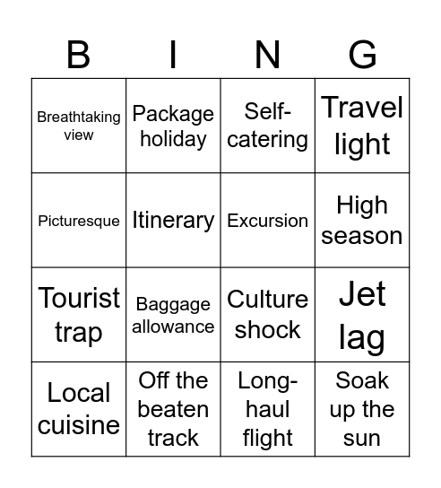 holidays Bingo Card