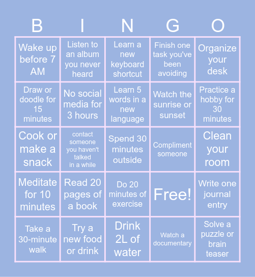 Akira's 2026 Bingo Card
