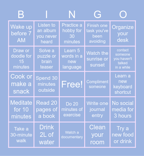 Akira's 2026 Bingo Card