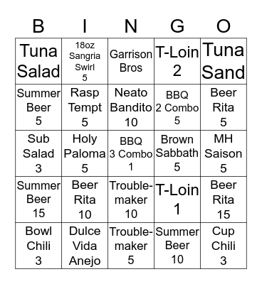 Untitled Bingo Card