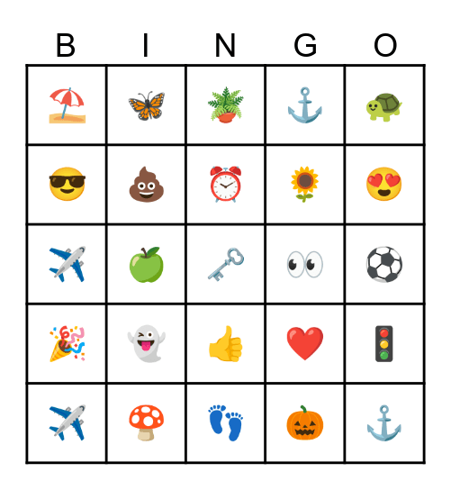 Emoji Bingo Card