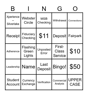 ITM Bingo Card