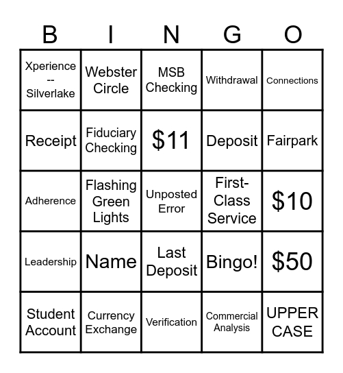 ITM Bingo Card
