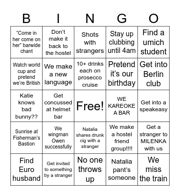 ONK Bingo Card