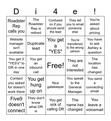DR Bingo Card