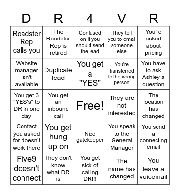 DR Bingo Card