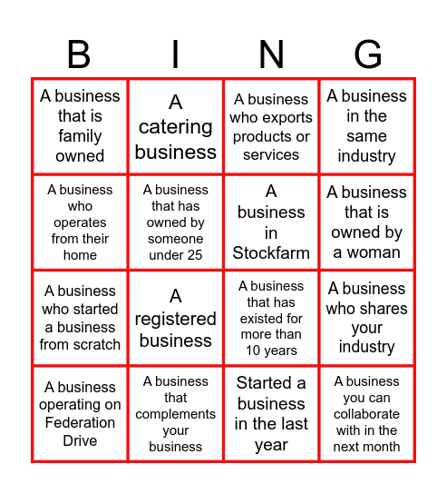 Cocktails, Commerce & Conversations Bingo Card