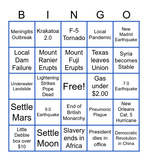 2026 Bingo Card Bingo Card
