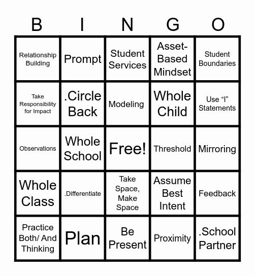 Whole School Whole Child Bingo Card