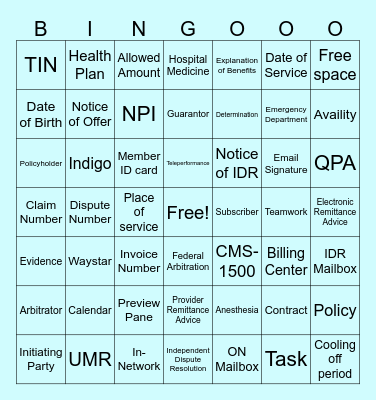 Federal Arbitration Bingo Card