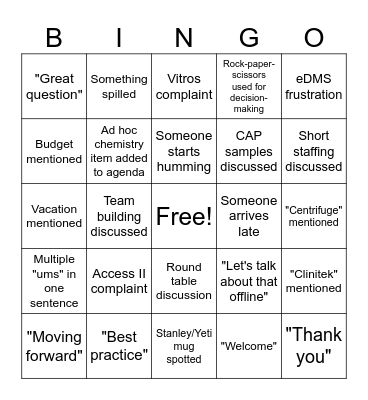 Tech II Team Building Bingo Card