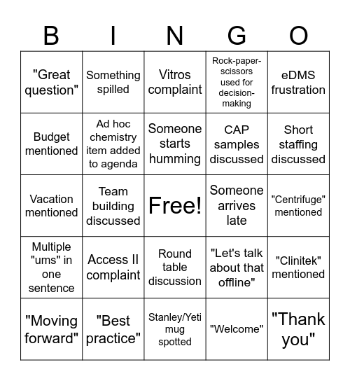 Tech II Team Building Bingo Card