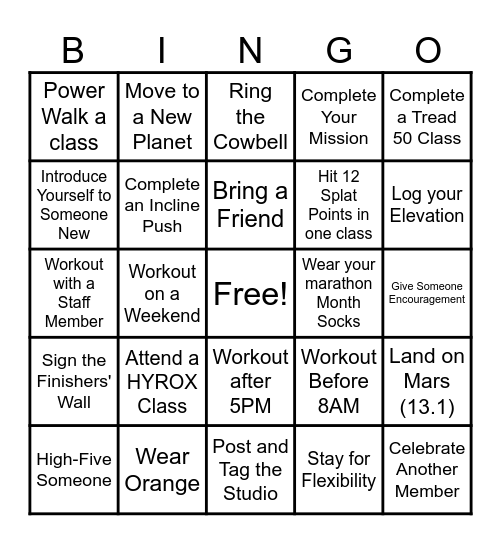 MISSION: MARATHON MONTH LAKWAY OTF Bingo Card