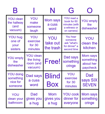 Family Bingo Card
