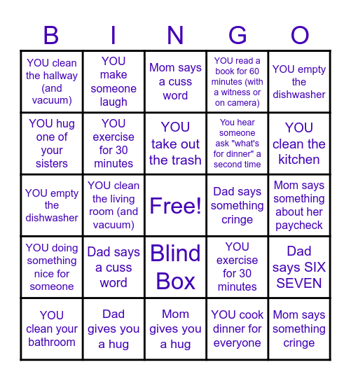 Family Bingo Card
