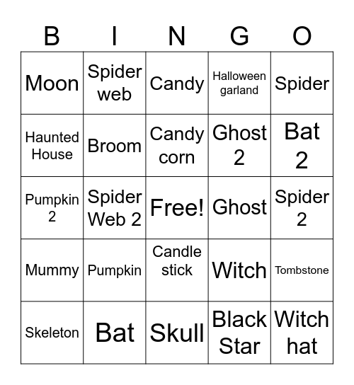 Halloween Bing Bingo Card