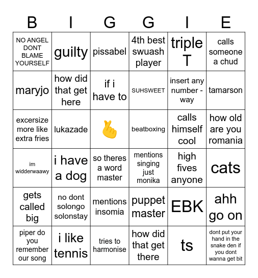 Nowah Bingo Card