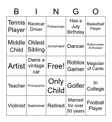 FAMILY BINGO Card
