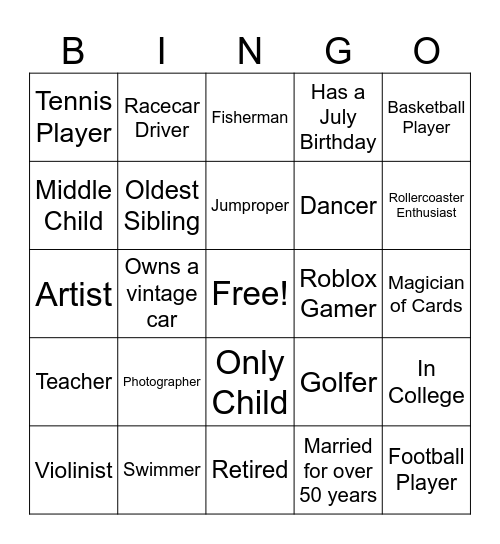 FAMILY BINGO Card