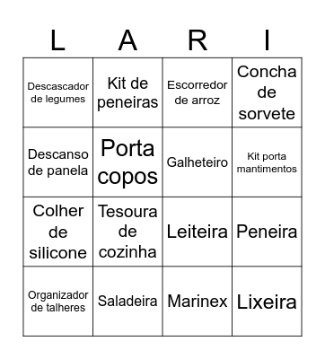 BINGO DA LARISS Bingo Card