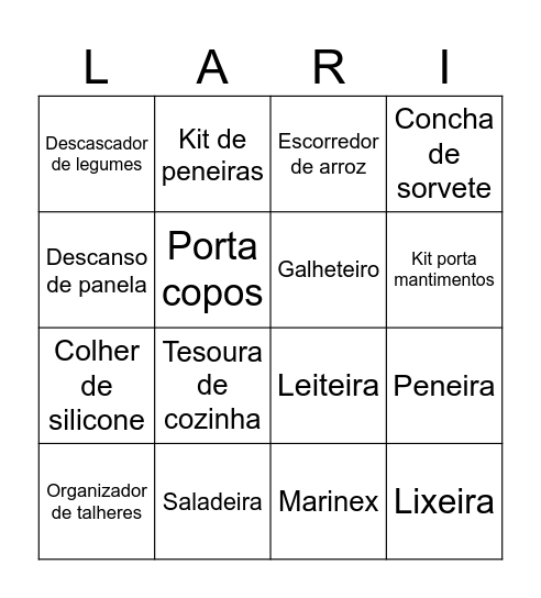 BINGO DA LARISS Bingo Card