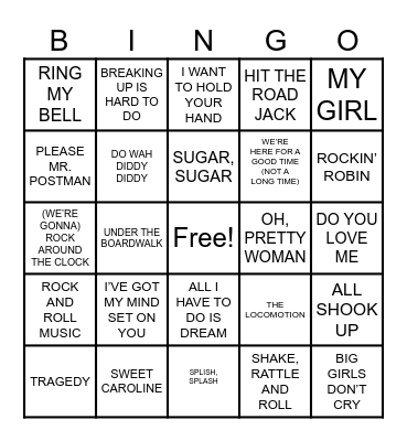 Song Bingo Card