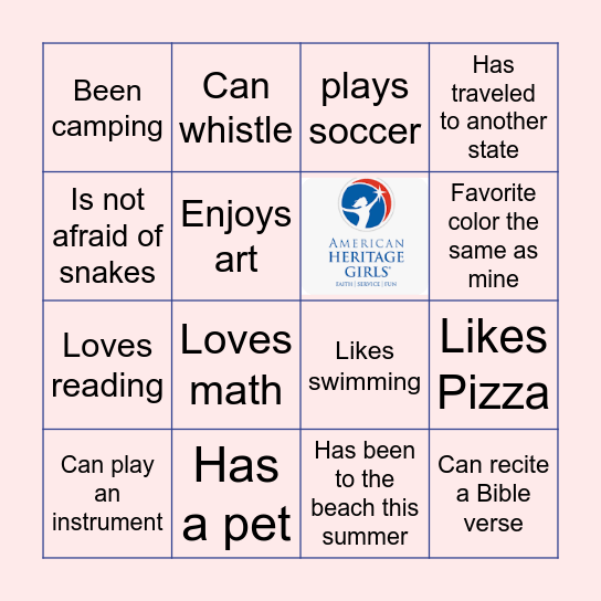 AHG Explorers  VA 1914 Bingo Card