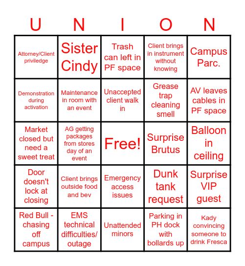 Fall Semester BINGO Card