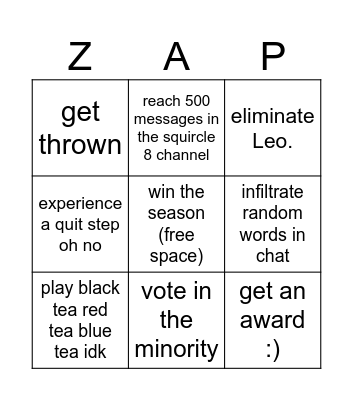 THE squircle bingo Card