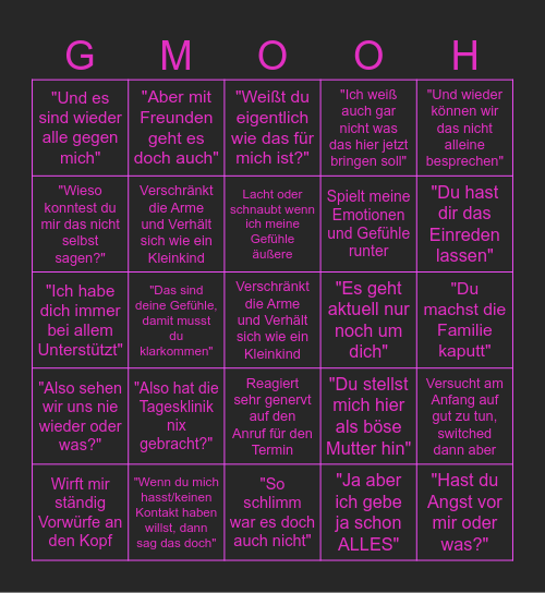 Pissnelke Bingo Card