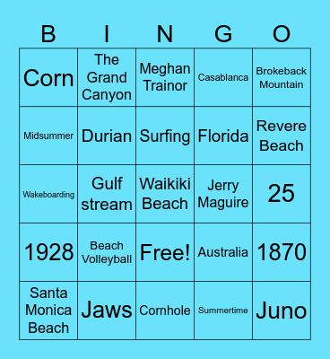 Summer Bingo Card