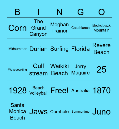 Summer Bingo Card