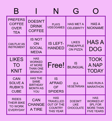 FIND SOMEONE WHO... Bingo Card