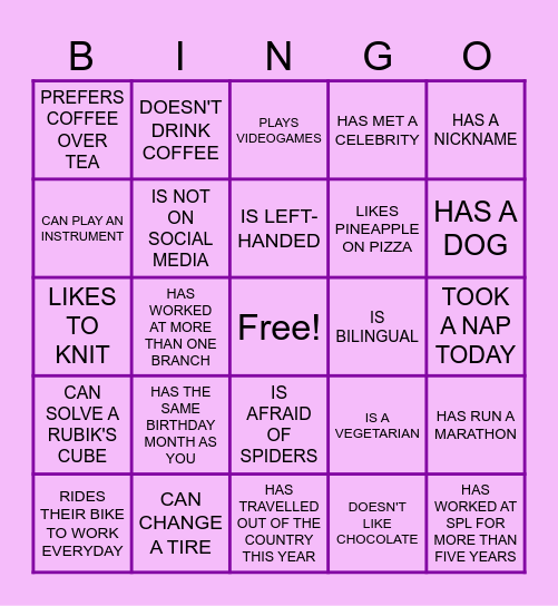 FIND SOMEONE WHO... Bingo Card